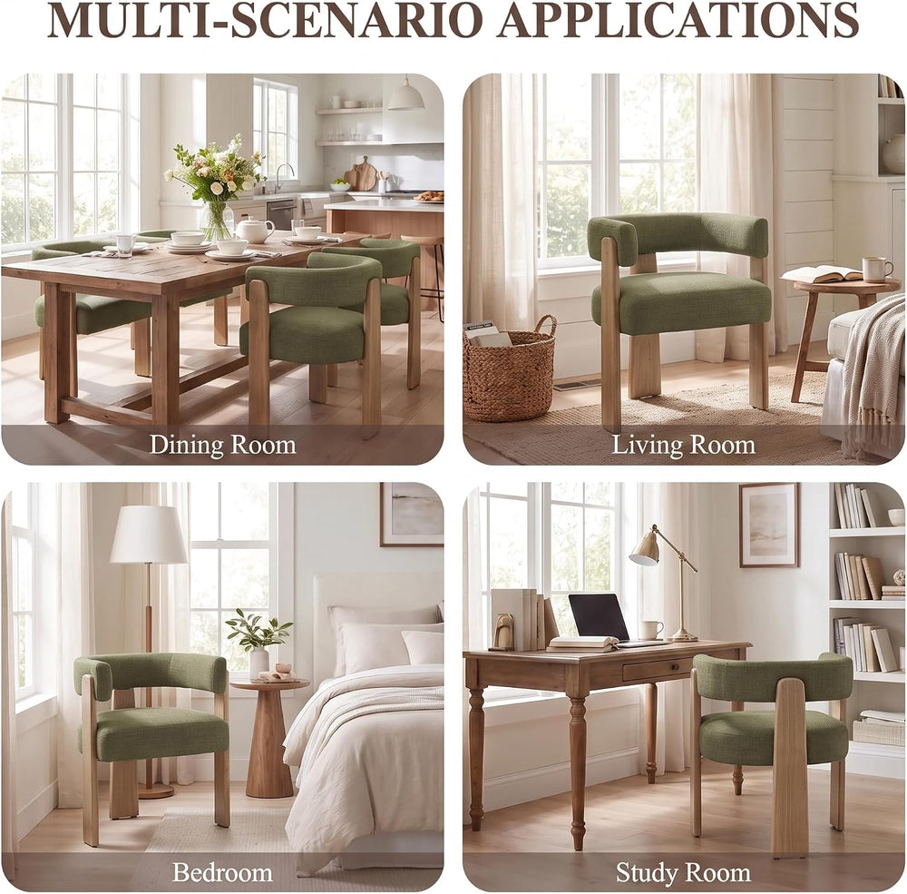 Green Barrel Dining Chairs Set of 6, Upholstered Dining Room Chairs