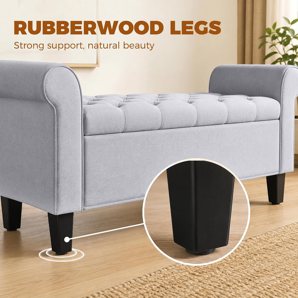 HOMCOM 47" Storage Ottoman Bench, Tufted Long Ottoman with Storage Chest...