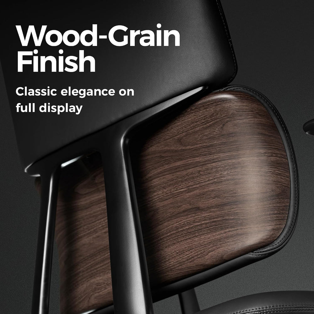 TOMU Genuine Leather Office Desk Chair, Ergonomic Leather Office Chair Mid Ba...