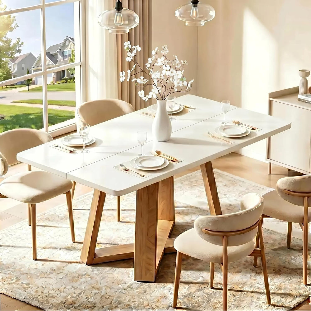 Tribesigns Dining Table for 4, 47.3 Inch Rectangular Farmhouse Kitchen Table ...