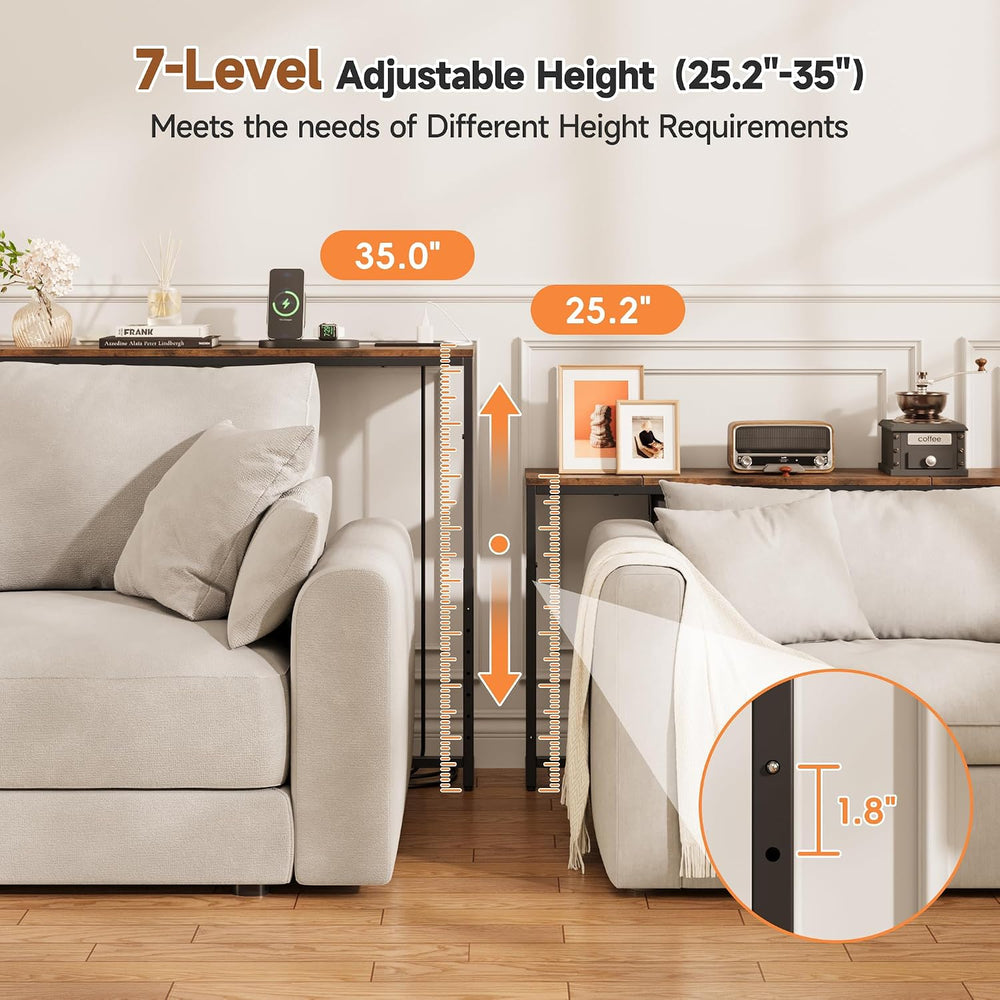 LIFECHOVY Narrow Console Table Behind the Couch with Power Outlets | Adjustab...