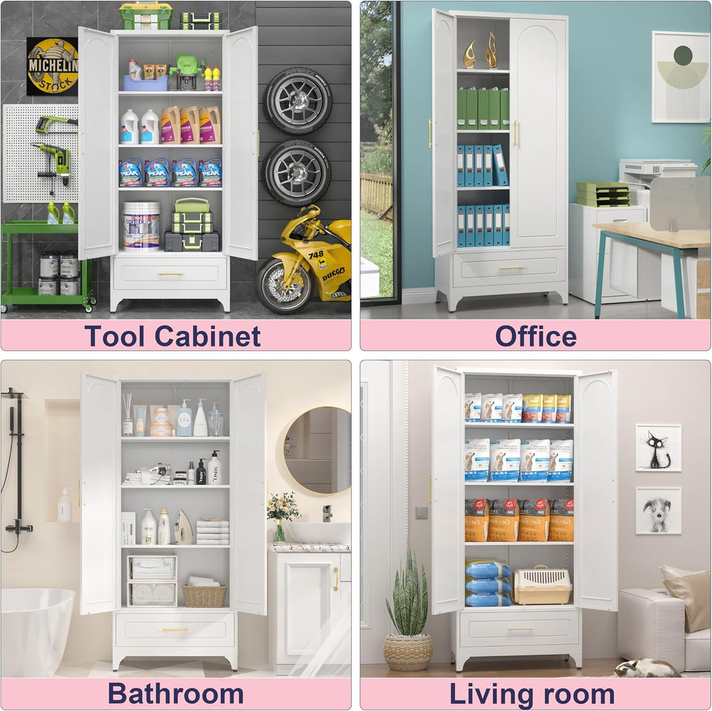 UNICOLY Pantry Kitchen Cabinet with Drawer, 75" Tall Pantry Storage Cabi...