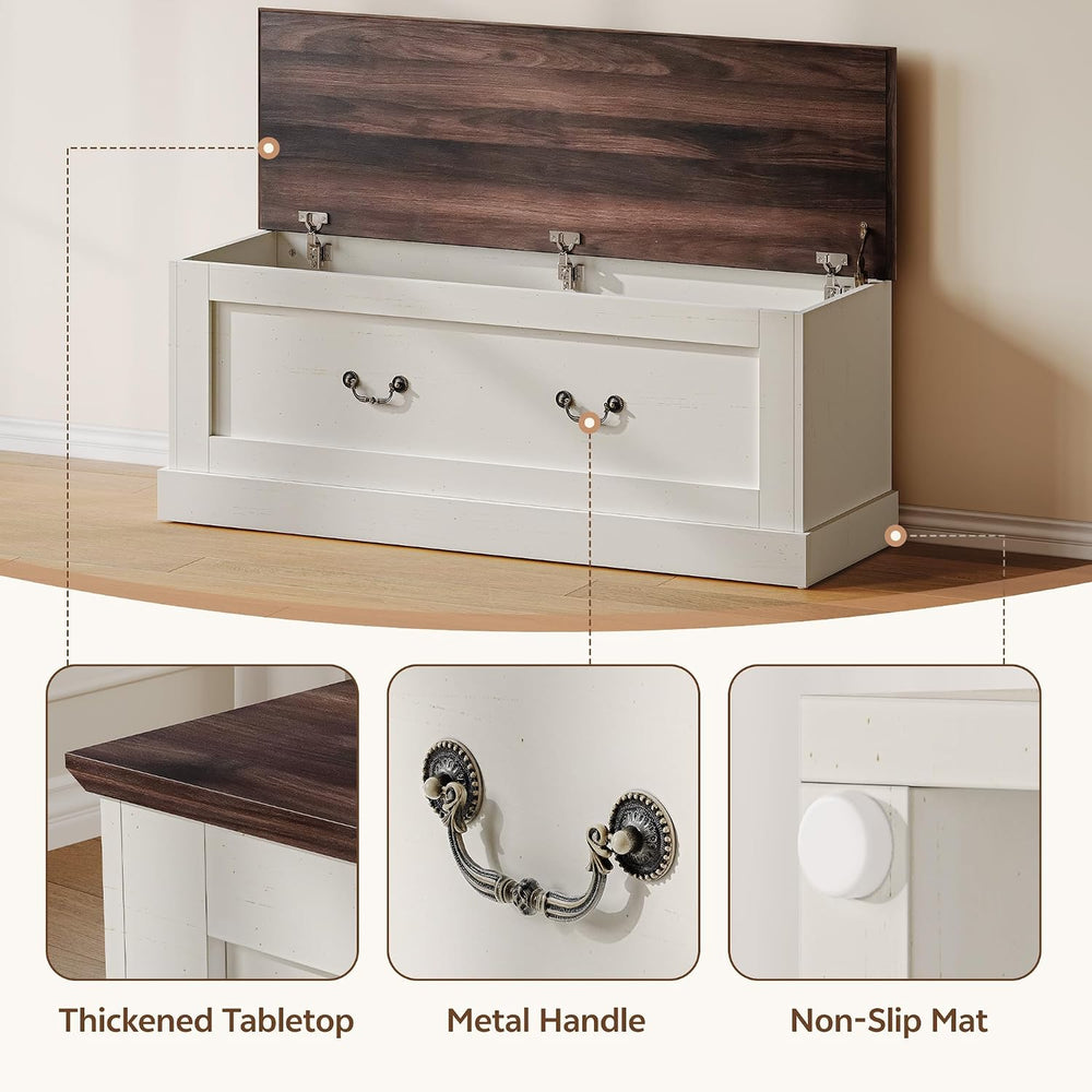 Storage Chest, 47.2" Storage Bench with 3 Safety Hinges, Entryway Bench ...