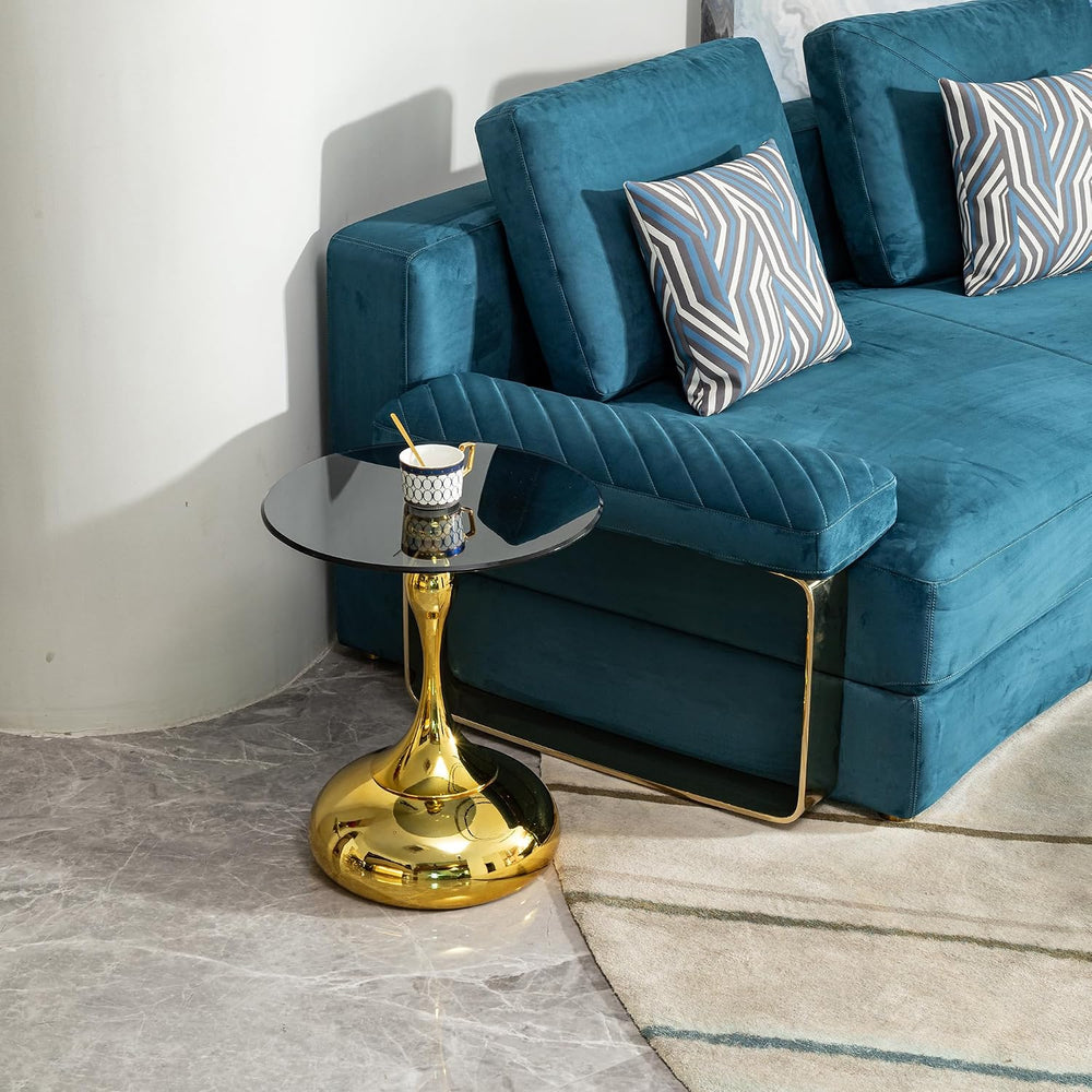 17 inches Metal Small RoundSofa Side Table, Coffee Drink Cocktail Table, Smal...