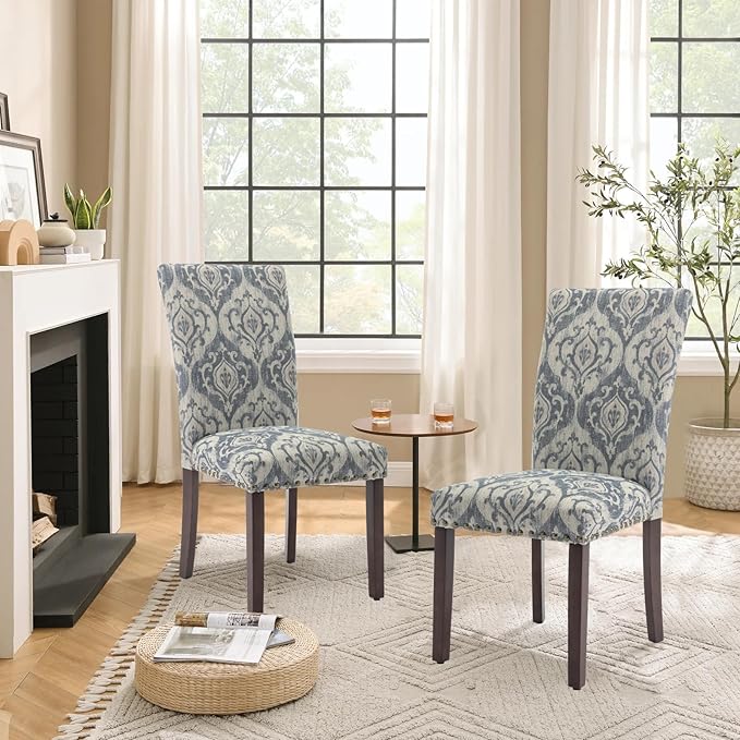 Parsons Dining Chairs Set of 2, Upholstered Nailhead Dining Room Kitchen Side...