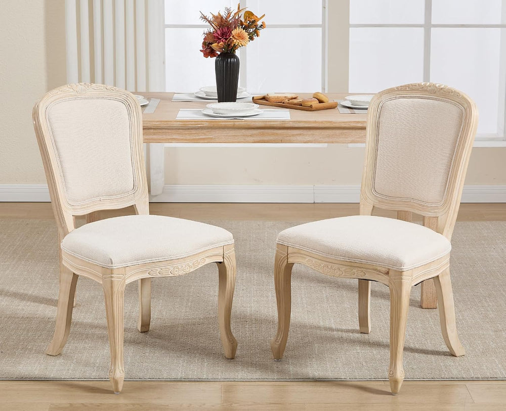 chairus French Country Dining Chairs Set of 6, Upholstered Linen Dining Room ...
