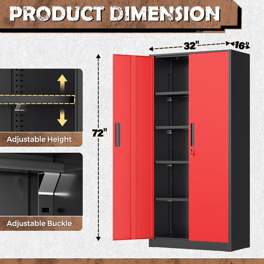 INTERGRAET Metal Storage Cabinet with Adjustable Shelves, Garage Storage Cabi...