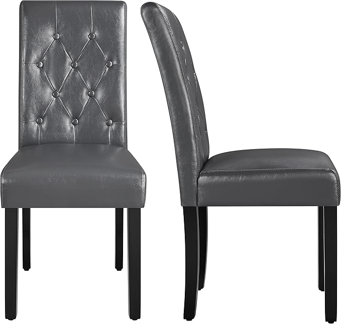 Yaheetech Upholstered Dining Chairs Set of 2 Modern Leather Parsons Kitchen C...