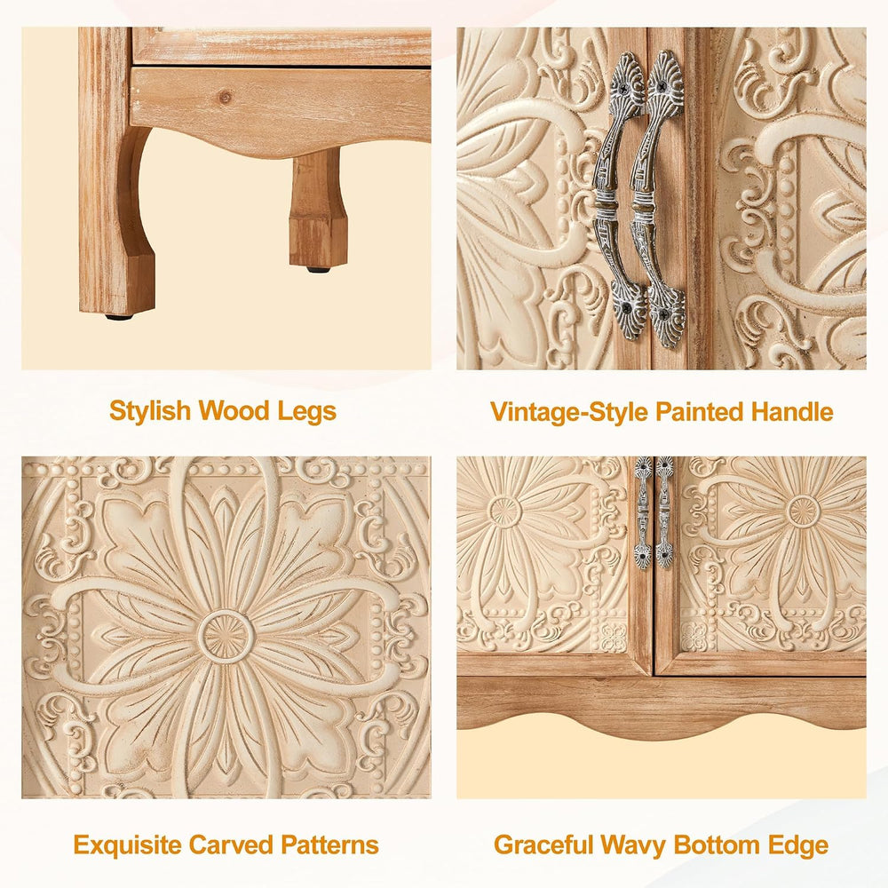RoyalCraft Sideboard Buffet Kitchen Storage Cabinet, Solid Wood Credenza Acce...