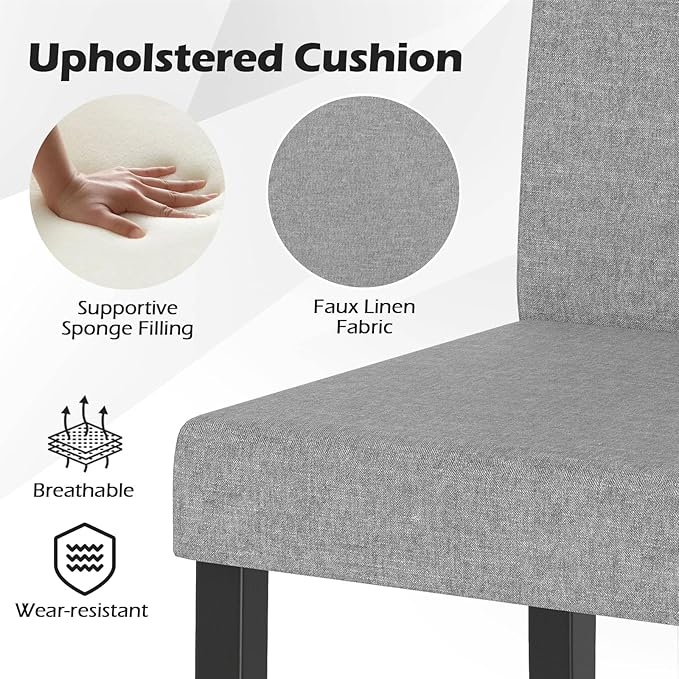 COSTWAY Fabric Armless Dining Chairs Set of 2, Upholstered Kitchen Side Chair...