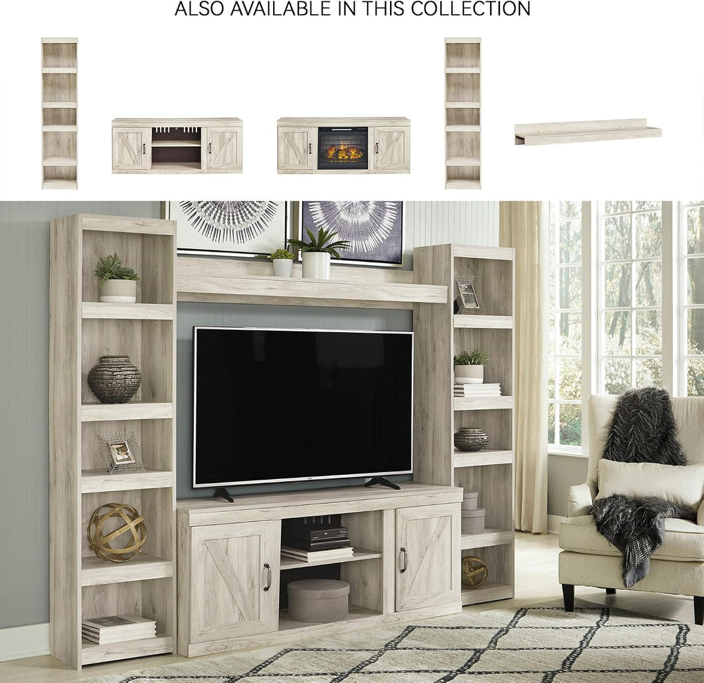 Signature Design by Ashley Bellaby Tall White Bookcase Pier, Whitewash