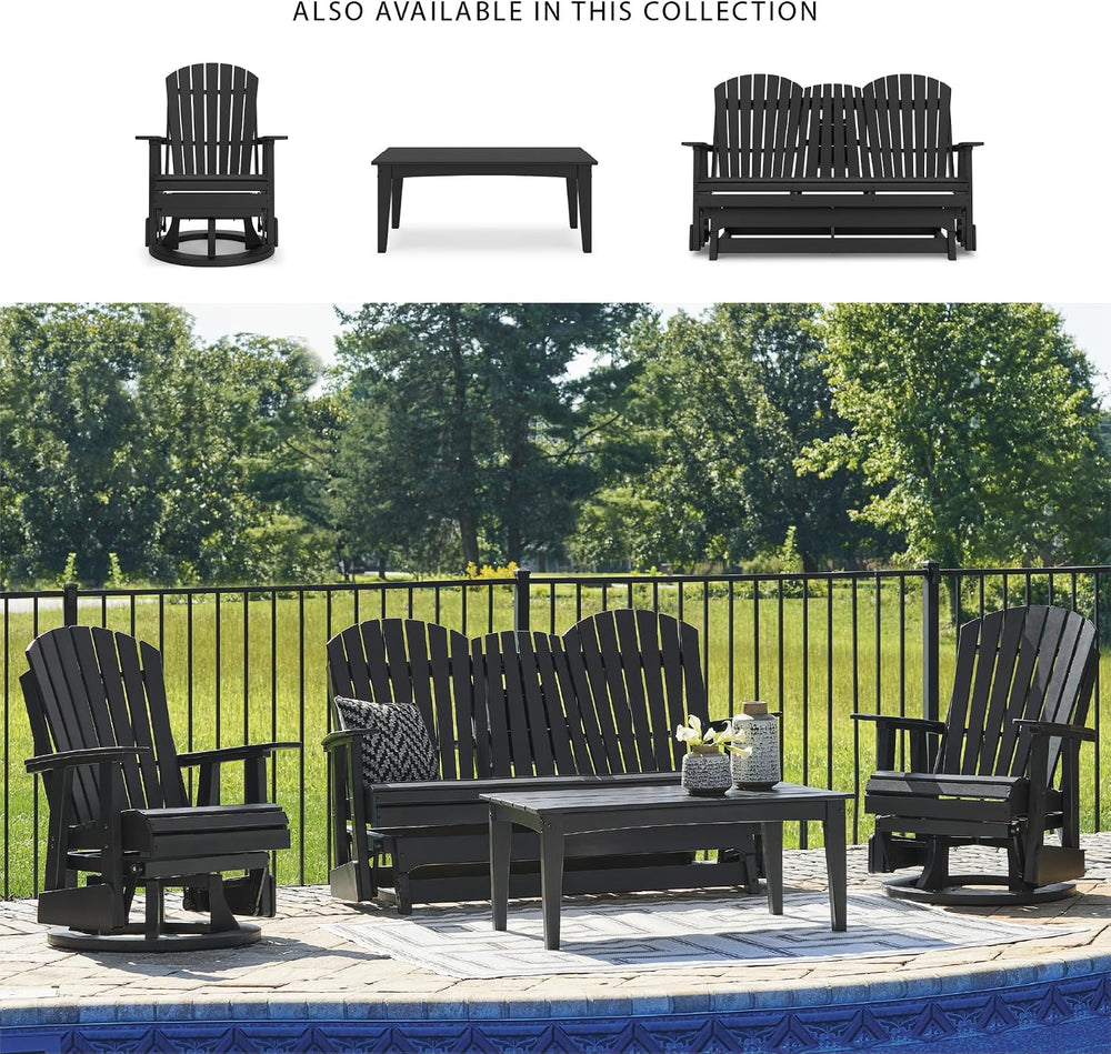 Signature Design by Ashley Hyland Wave HDPE Patio Glider Loveseat, Black