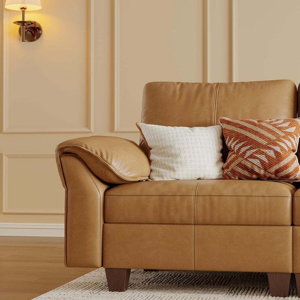 SITJOY Faux Leather Modular Sectional Sofa with Storage, Mid Century Modern S...