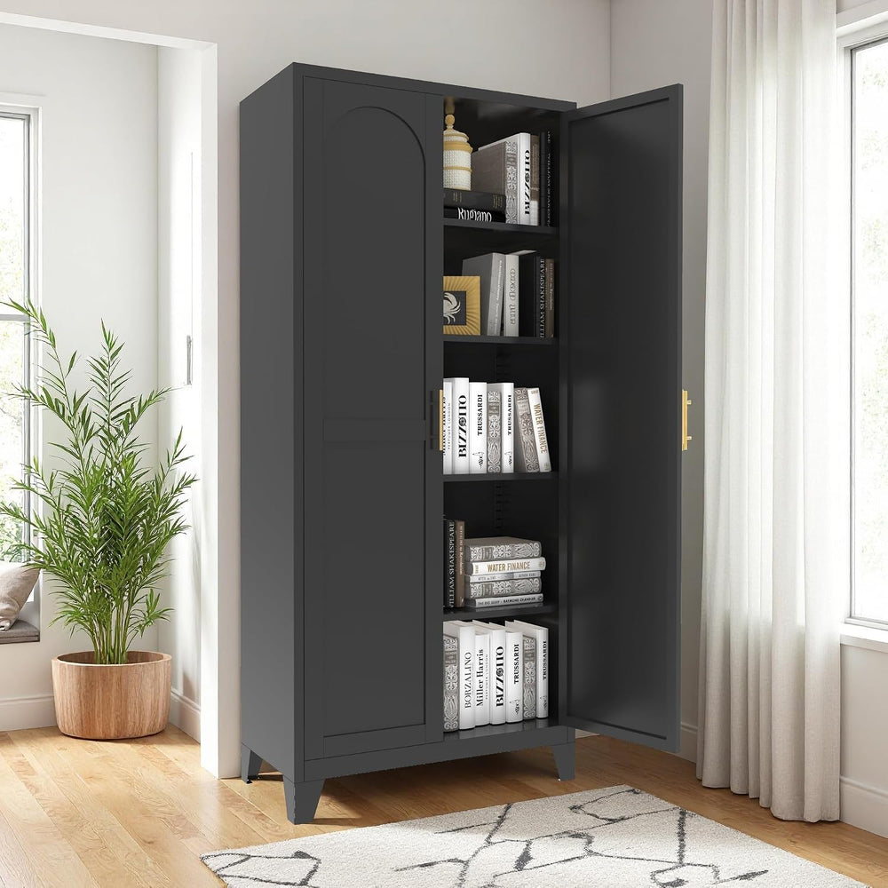 RYH Metal Pantry Cabinet with Doors & 3/4 Shelves, Kitchen Storage Cabine...