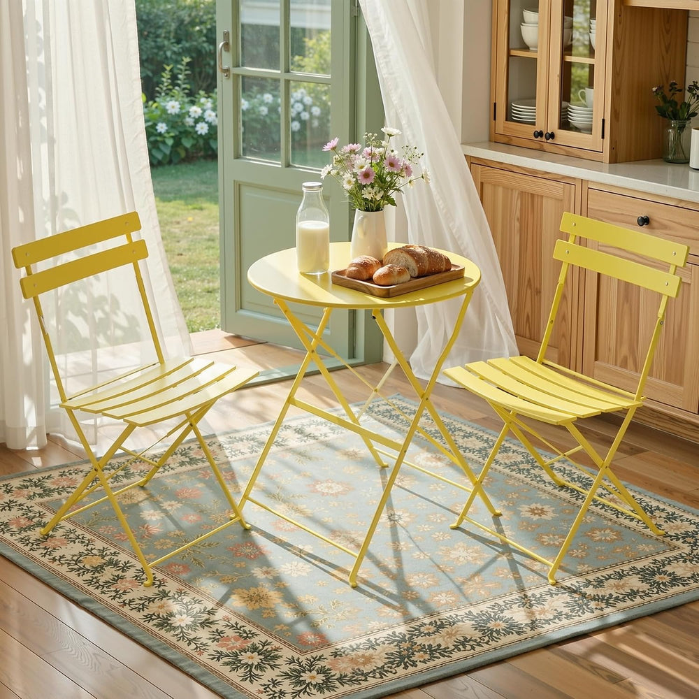 LIFERUN 3-Piece Folding Bistro Set Outdoor, Patio Table and Chairs Set of 2