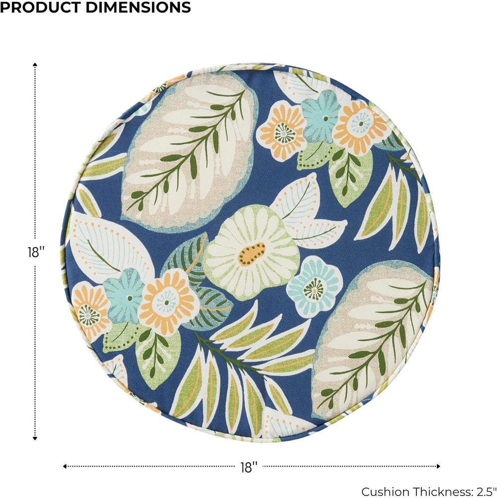 Set of 2 Outdoor 18 inch Round Patio Dining Chair Pads – Comfortable Fiber-Fi...