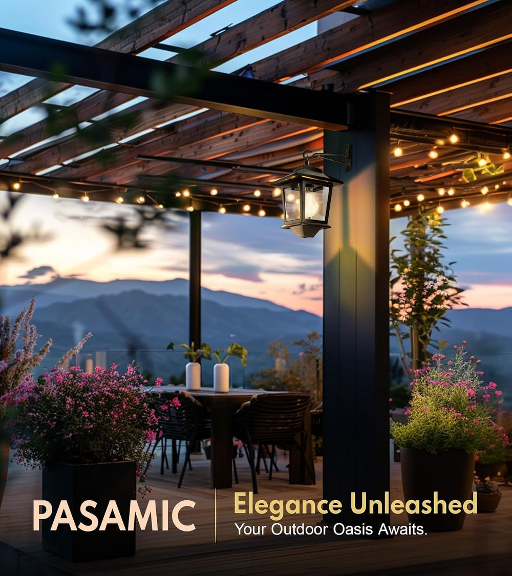 PASAMIC 2 Pack Solar Wall Lanterns,Outdoor Hanging Lights with 4 Solar Panels...