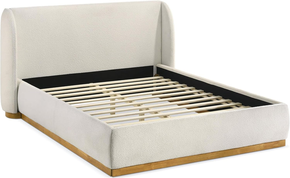 GOWE Bed 1pc Queen Boucle Upholstered Wingback Headboard Bedroom Furniture
