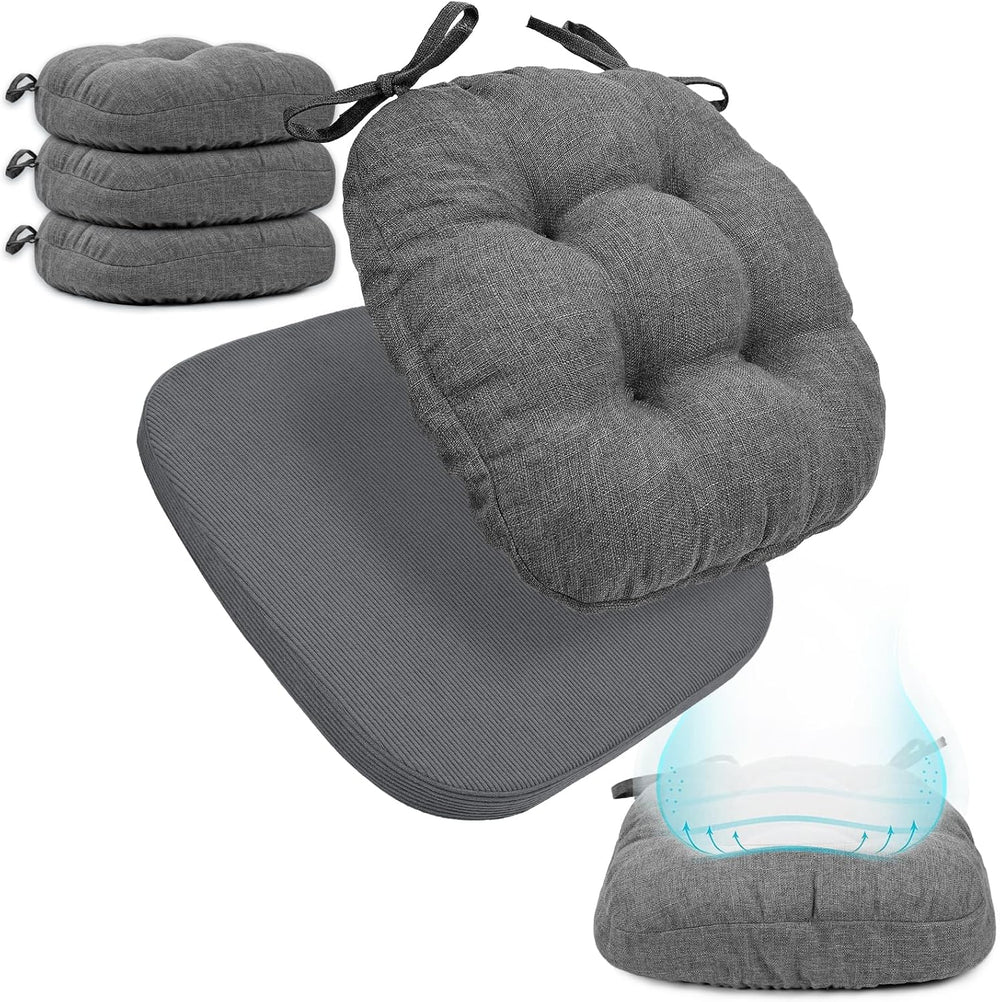 BUYUE Chair Cushions 4 Pack – 2-in-1 Detachable Design = 8 Cushions, Extra Th...
