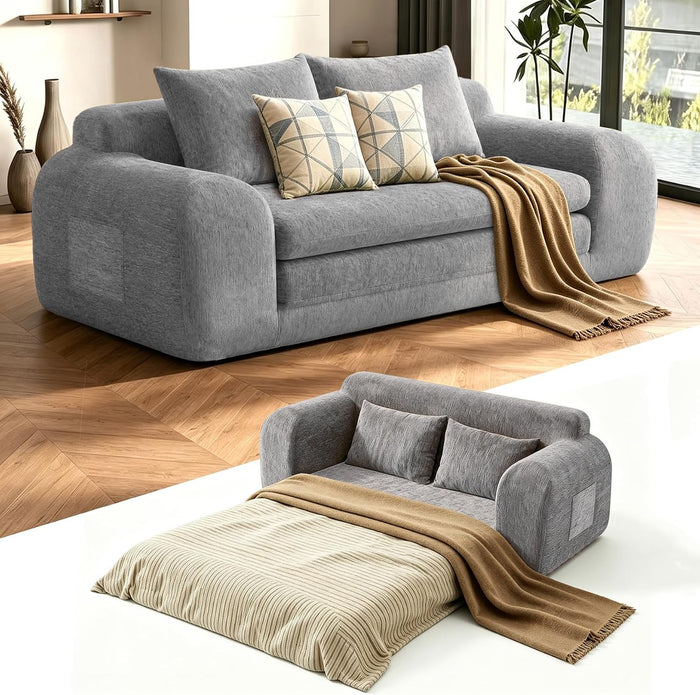 Fold Out Chair Bed, Folding Sofa Bed, 2 in 1 Convertible Sleeper Chair Bed for Nap, Transformable Boneless Armchair Chaise Sofa Bed for Apartment,Dormitory,Bedroom(Grey)