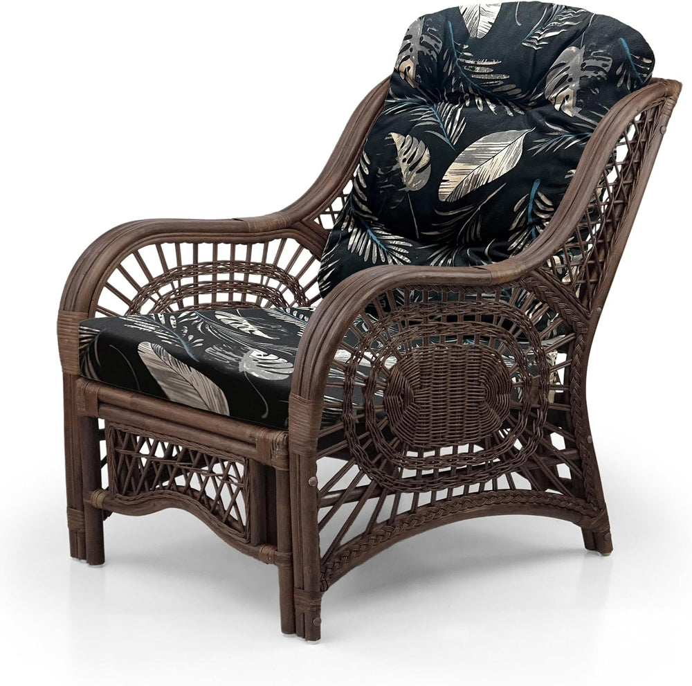Malibu Lounge Living Accent Armchair Natural Rattan Wicker Handmade Design, D...