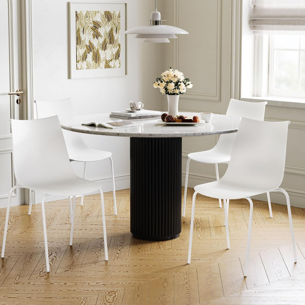 KISLOT Dining Chairs Set of 4, Plastic Outdoor Dining Room Chairs with Metal ...