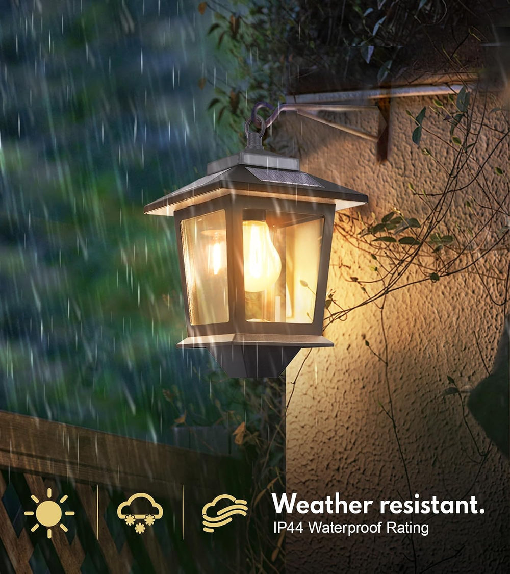 PASAMIC 2 Pack Solar Wall Lanterns,Outdoor Hanging Lights with 4 Solar Panels...