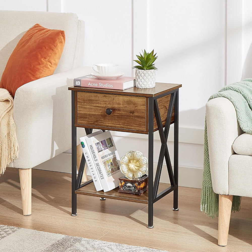 VECELO Nightstands Set of 2, Modern Bedside End Tables, Night Stands with Dra...