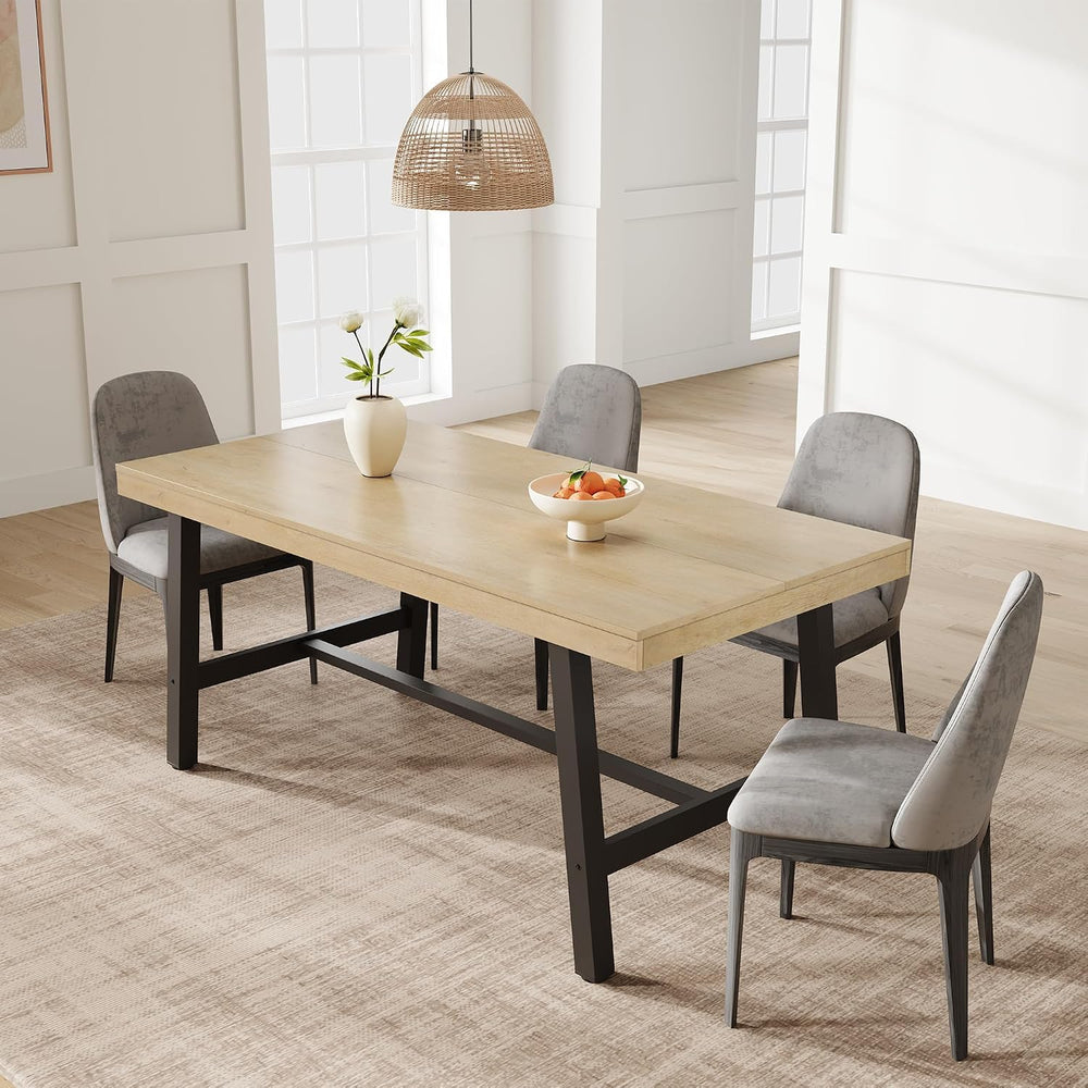 GarveeHome Industrial Dining Table for 4-6 People, 63" Long Large Kitche...