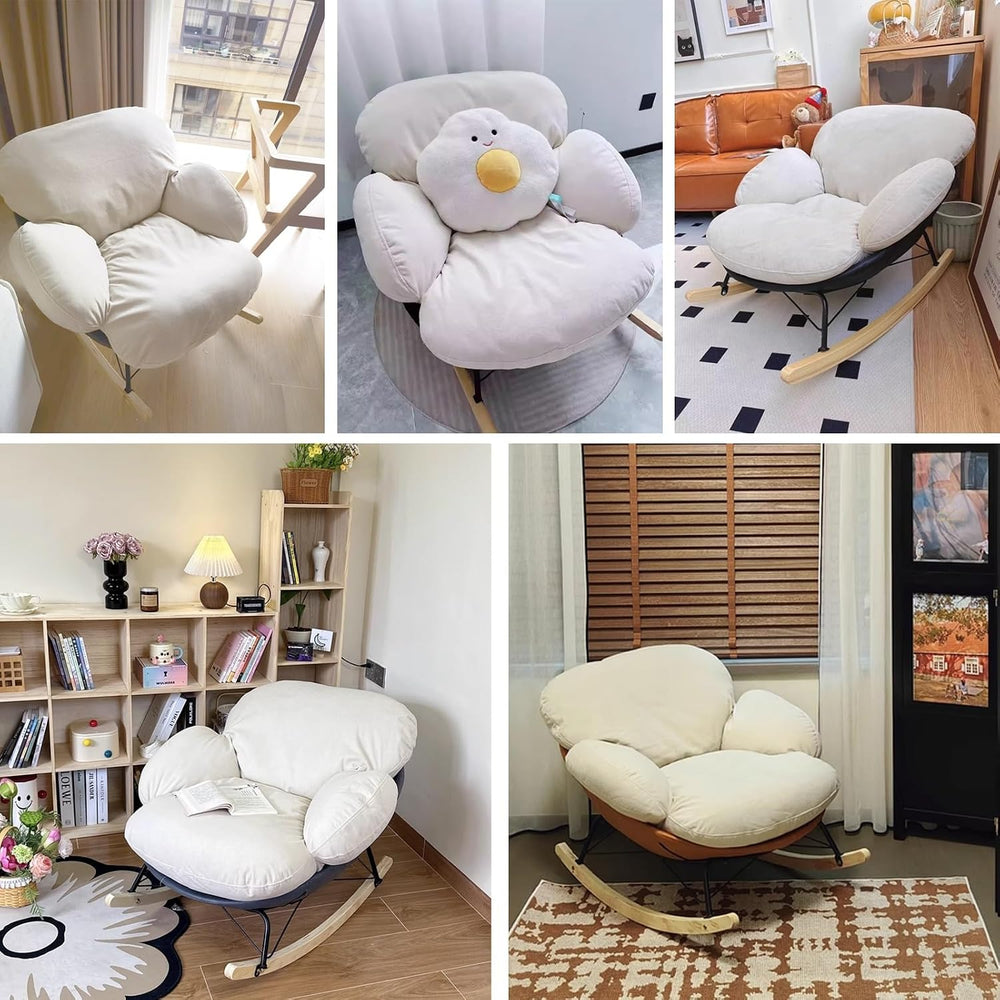 Recliner Rocking Chair, Upholstered Armchairs, Modern Wide Accent Chair, for ...