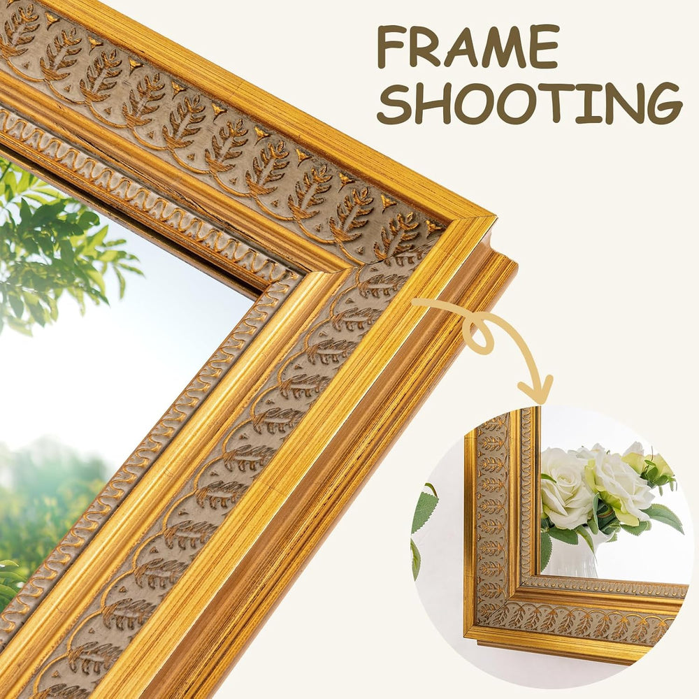 Chende Large Wall Mirror 60''x30'', Antique Gold Mirrors for ...