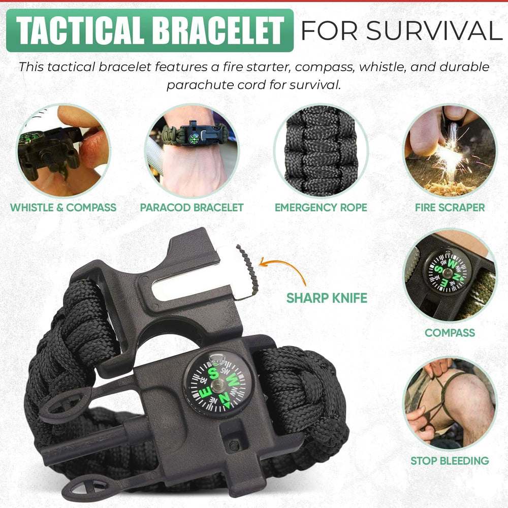 Survival Kit Emergency Supplies 298 Pcs - First Aid, Tactical Shovel, Compass...