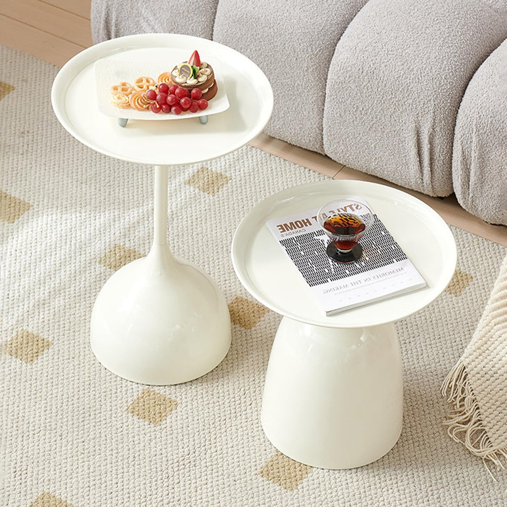 Gdrasuya10 Round Neating Tables Set of 2, White Side Table End Table Metal Ne...