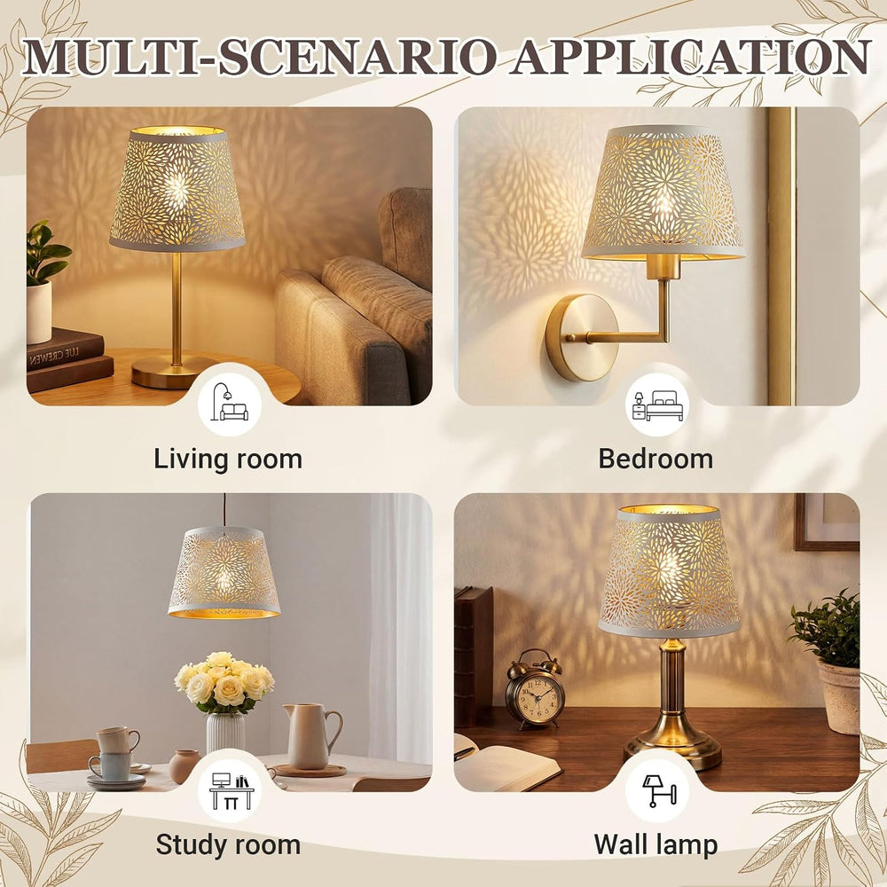 Retisee 2 Pcs Vintage Metal Lamp Shade, Hollow Out, 1-5/8" UNO Fitter