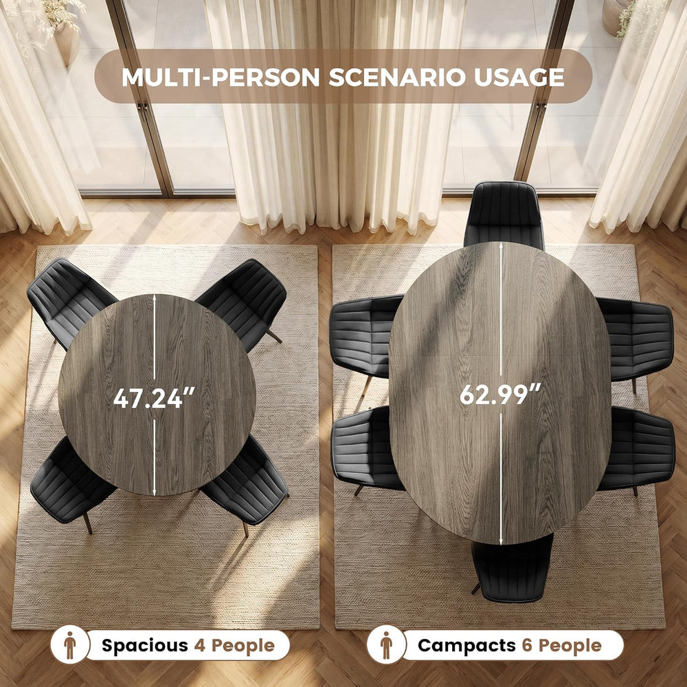 Miereirl Extendable Dining Table Set for 4-6, 47.24"-63" Round to O...