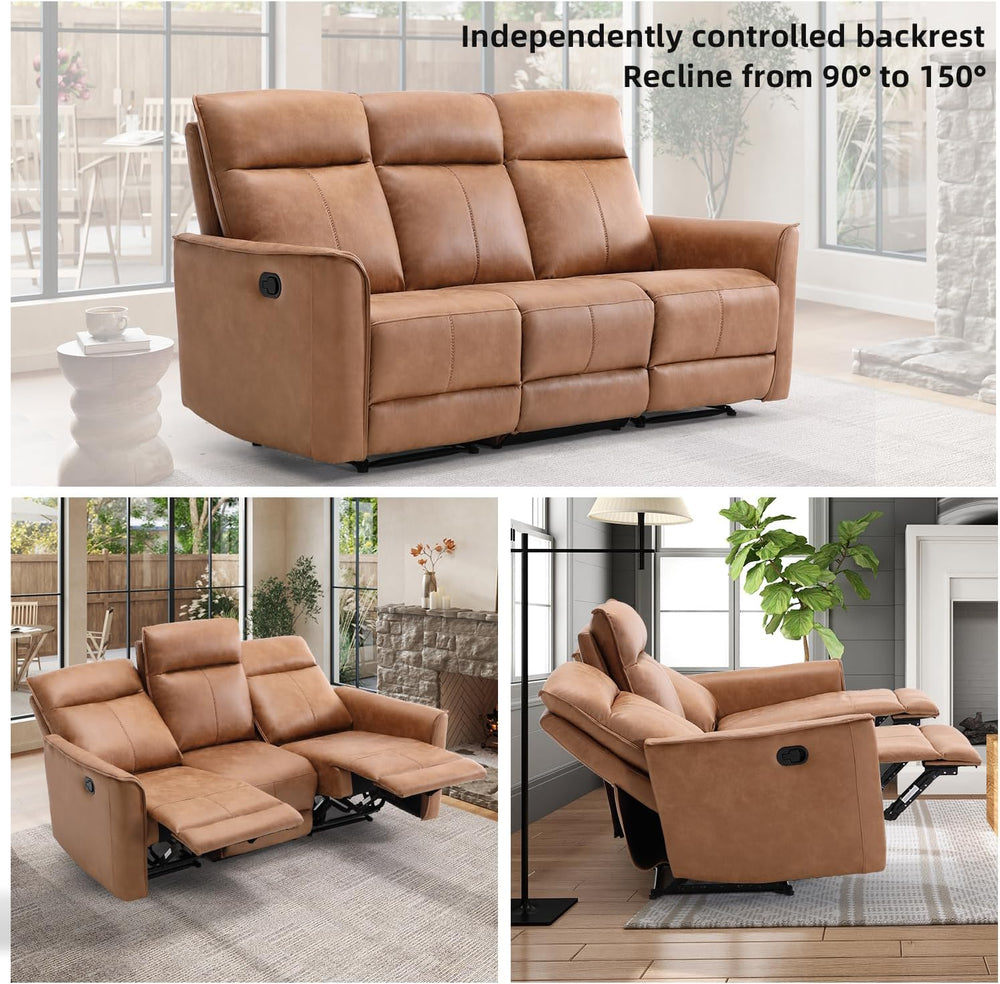 CANMOV Manual Loveseat Recliner Sofa, Wall-Hugger 3 Seat Reclining Love Seat ...