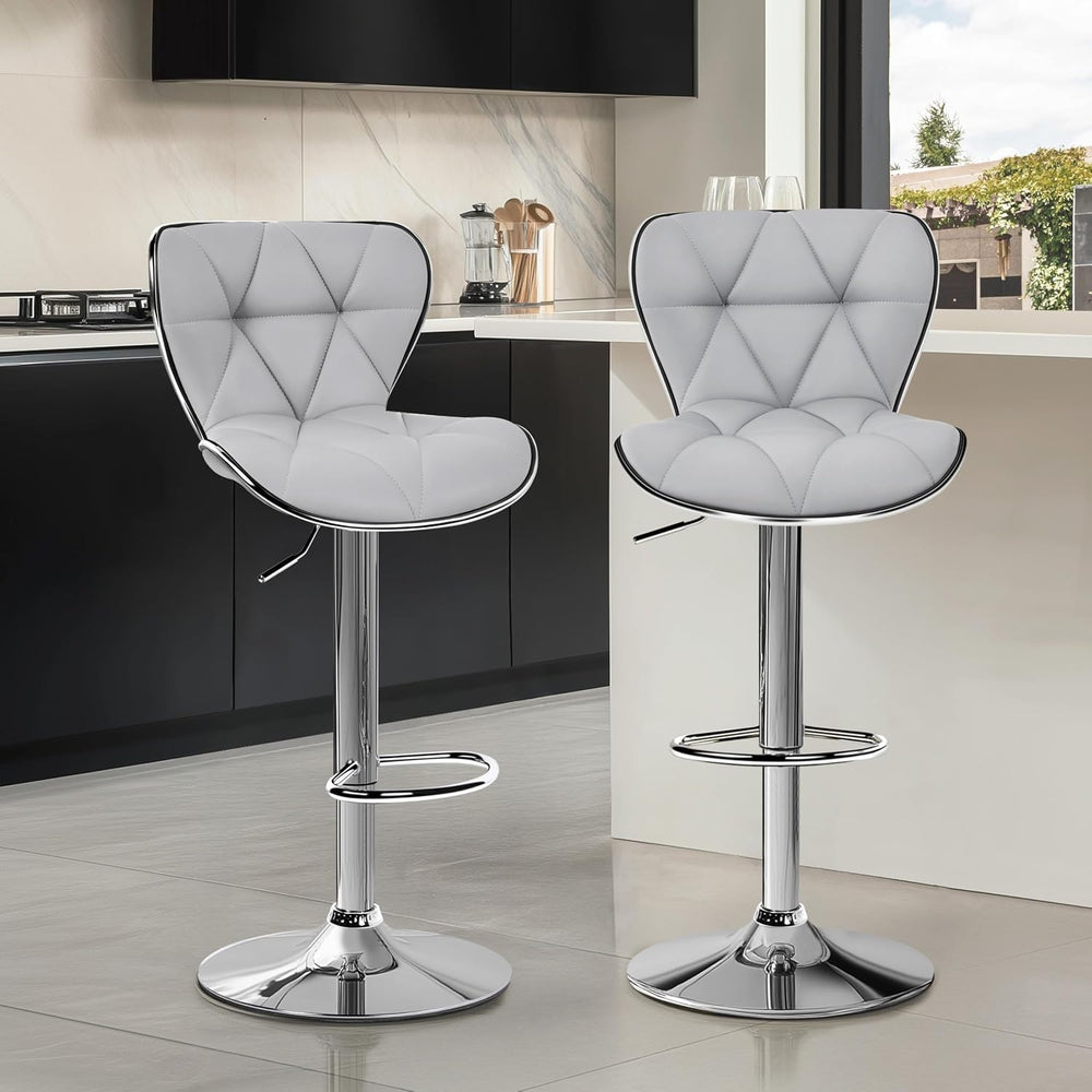 Yaheetech Bar Stools Set of 2 Modern Swivel Counter Barstools Light Gray