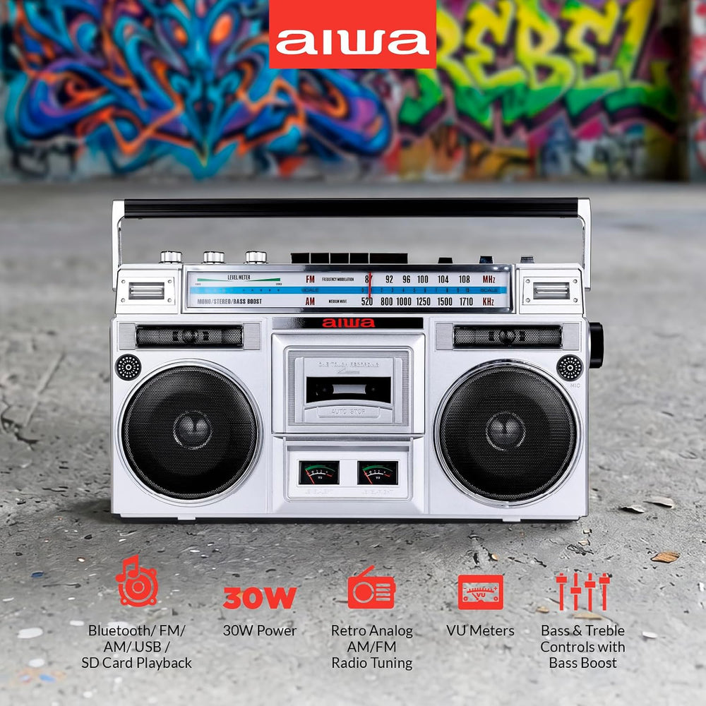 Aiwa BackTrack Jr Portable Cassette Tape Player & AM/FM Radio Boombox