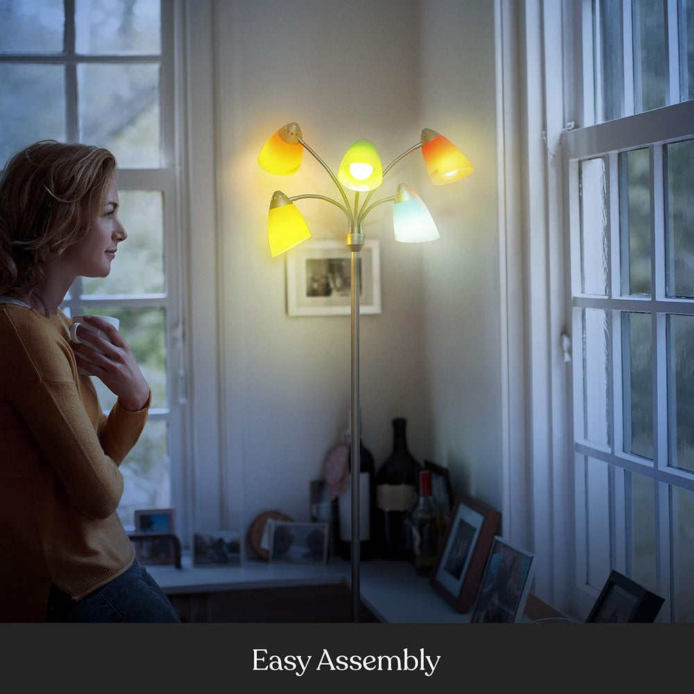 Brightech Medusa LED Floor Lamp – Multi-Head Dimmable Floor Lamp for Living R...