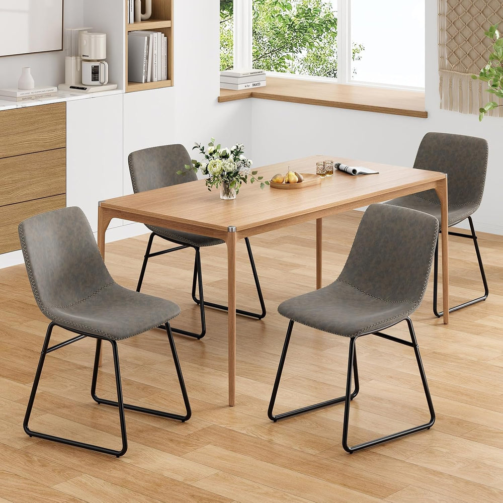 Soohow Mid-Century Modern Dining Chairs Set of 4, Faux Leather Upholstered Ki...