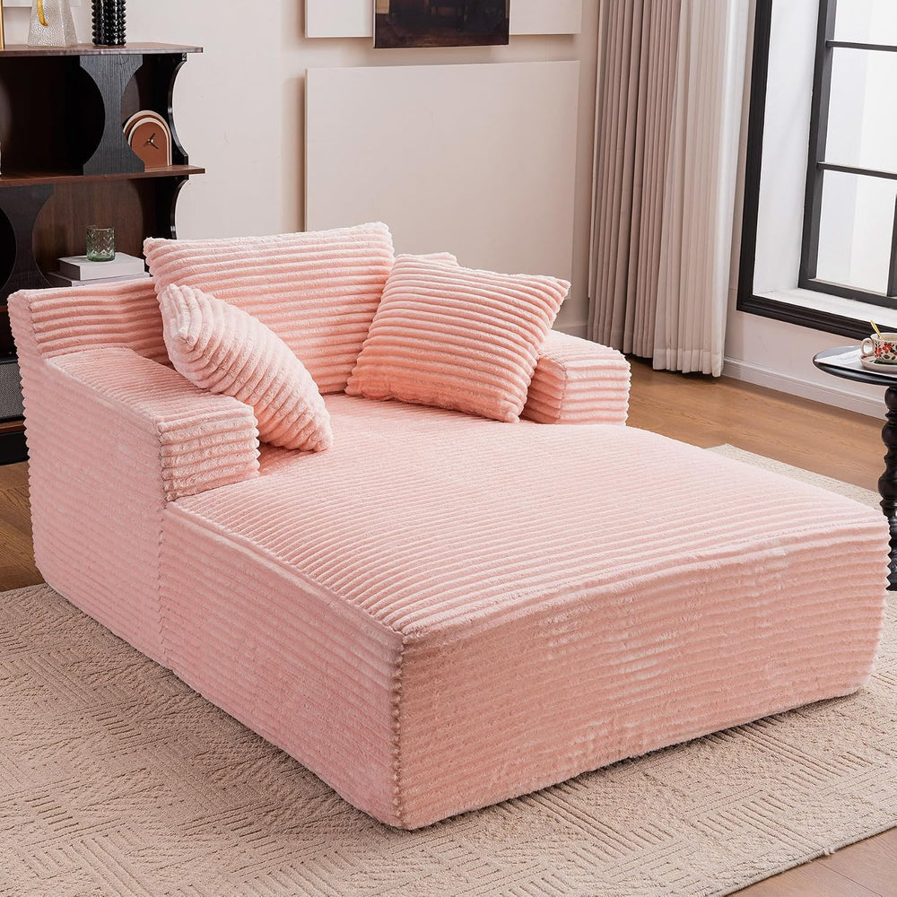 67 Inch Oversized Chaise Lounge Sofa Chair Indoor with 2 Pillows & Armres...