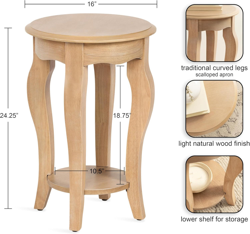 Kate and Laurel Sutherlin Vintage Tiered Round Side Table, 16 x 16 x 25, Ligh...