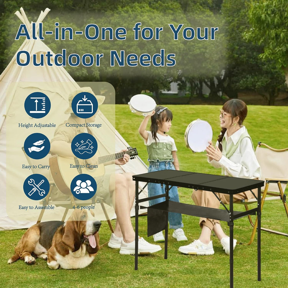 LOFTEY 3 ft Folding Camping Table, Portable Camp Table, Adjustable Height | 3...