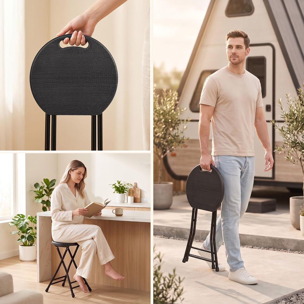 Folding Stool with Handle, Folding Chair,Folding Bar Stool with Non-Slip Feet...