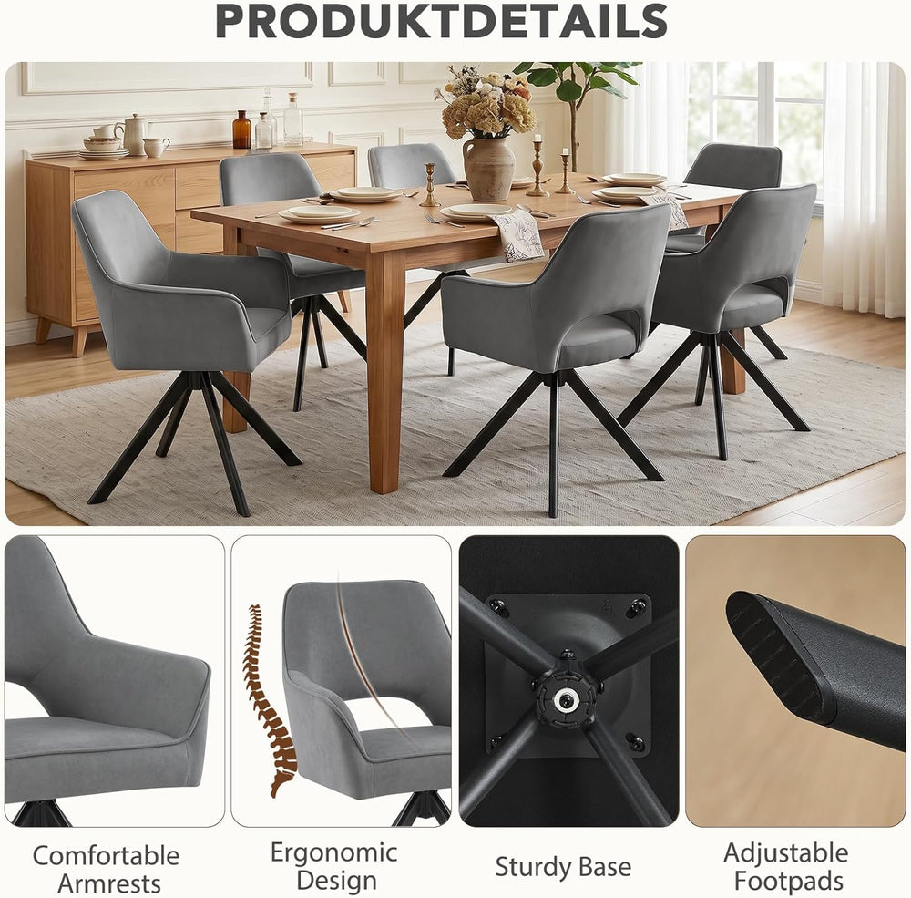 Furniliving Modern Swivel Dining Chairs Set of 2, Upholstered Chenille Dining...