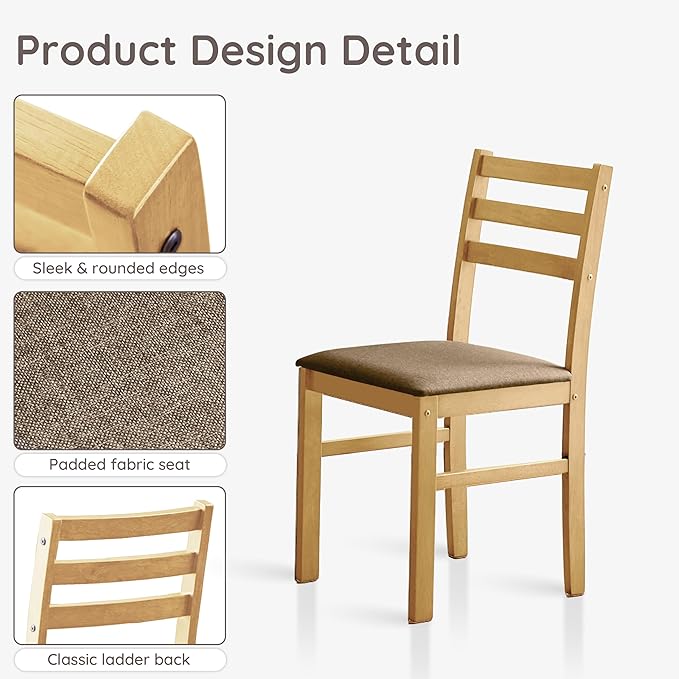 Livinia Seattle Modern Farmhouse Kitchen Dining Room Chair Set of 2, Solid Wo...