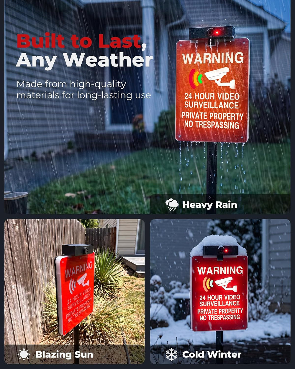 2 Pack Solar No Trespassing Signs Private Property, Solar Powered Yard Signs ...