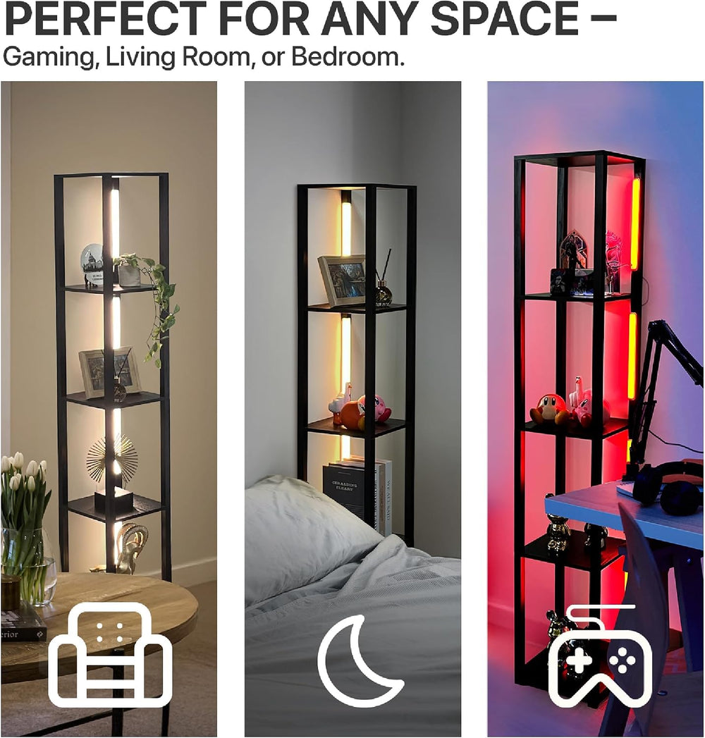 FENLO Fina - Floor Lamp with Shelves, Modern Shelf Floor Lamps for Living Roo...