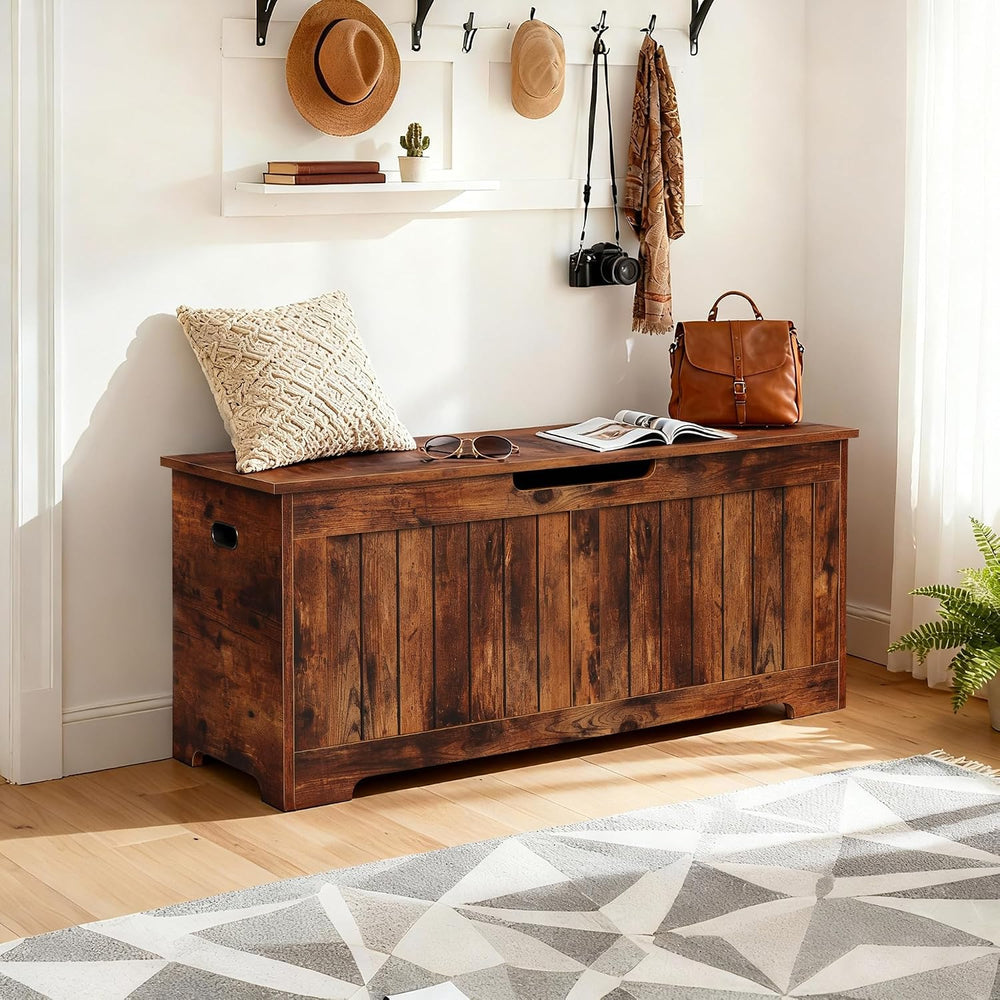 SUPER DEAL Storage Chest, 39 inches Chest Box Organizer with 2 Safety Hinges,...