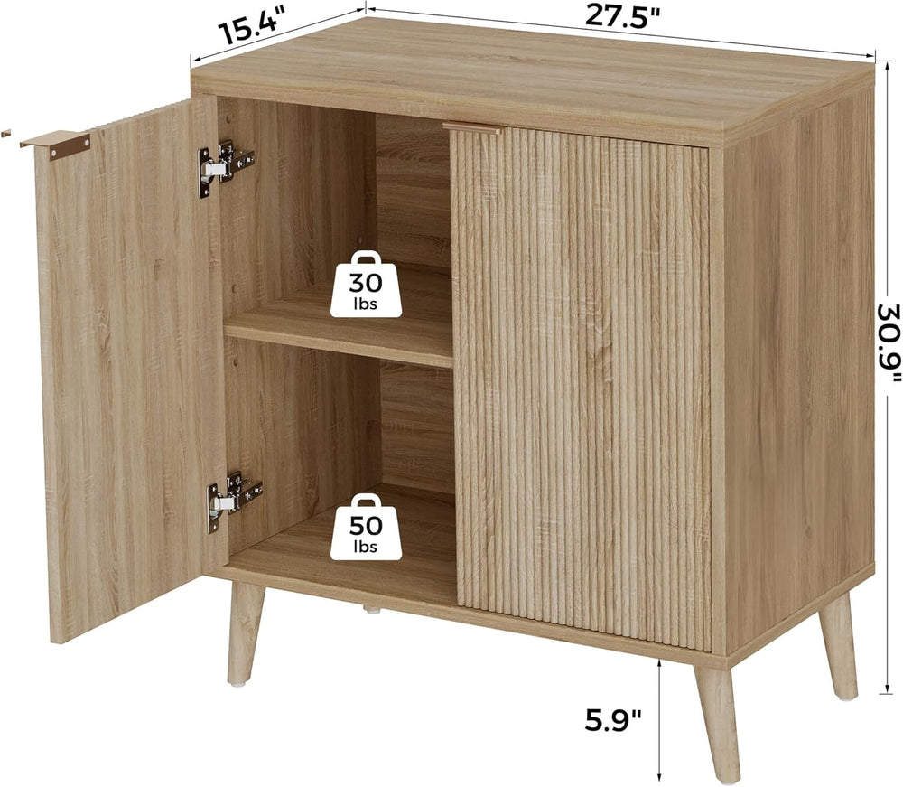 Homleke Buffet Cabinet with Storage, Modern Fluted Accent Sideboard with Door...